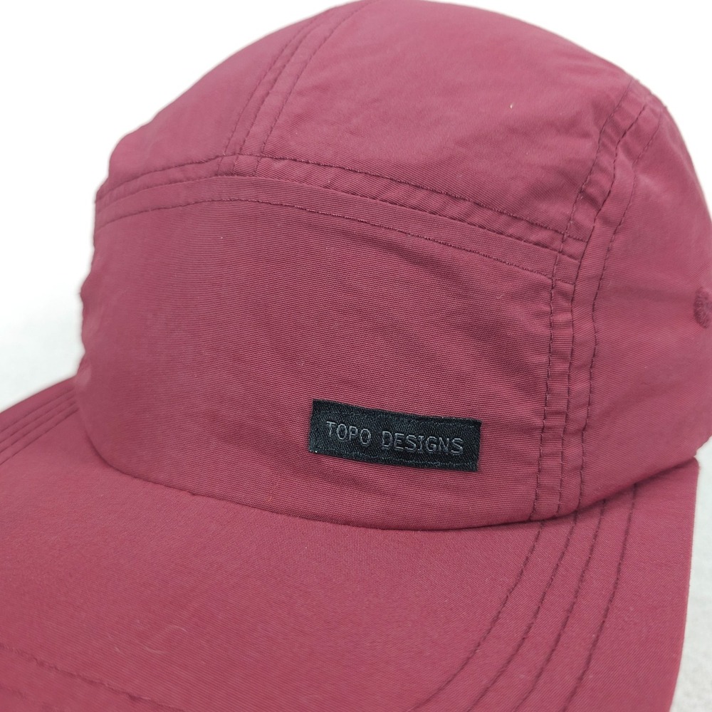 Topo Designs 5 Panel Running Hat Unisex Red Strap Back Lightweight Vented - Picture 2 of 9
